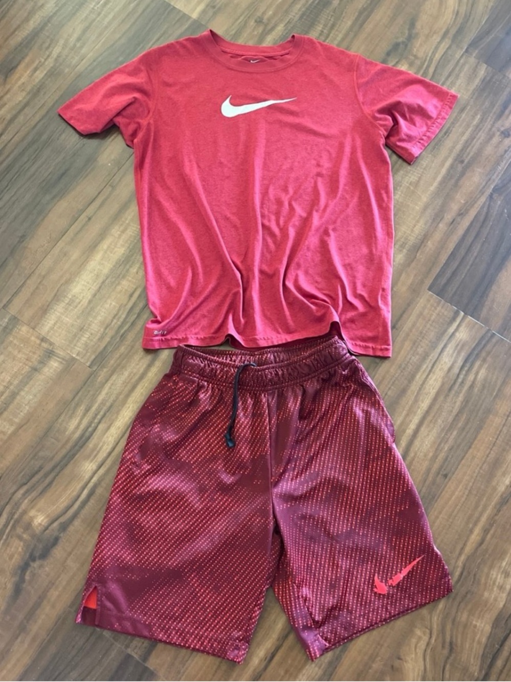 Nike Red Short Sleeve Tee and Matching Red Athletic Shorts